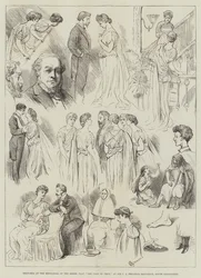 Croquis de la répétition de la pièce grecque Le Conte de Troie, à la résidence de Sir C J Freake, South Kensington